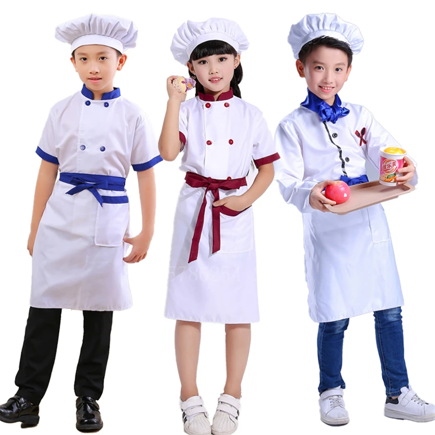 Children's Day Bakery Chef Uniform Cosplay Cooking Halloween Costume for Kids Boy Girl Anime Kitchen Cap Jacket Apron Restaurant image 6