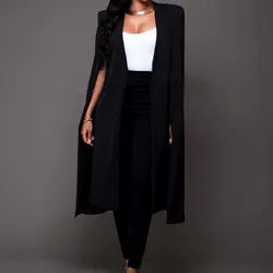 Women Long Coat Cloak Cape Blazer Suit Jacket Trench Poncho Outwear Tops Casual Formal Solid Lady Loose Capes Ponchos Blazer New