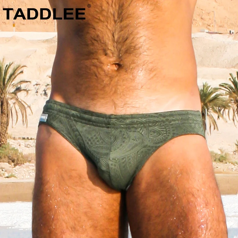 Slip da bagno di marca Taddlee costumi da bagno da uomo costumi da bagno Sexy costumi da bagno colore verde solido nuoto Bikini tavola da Surf boxer