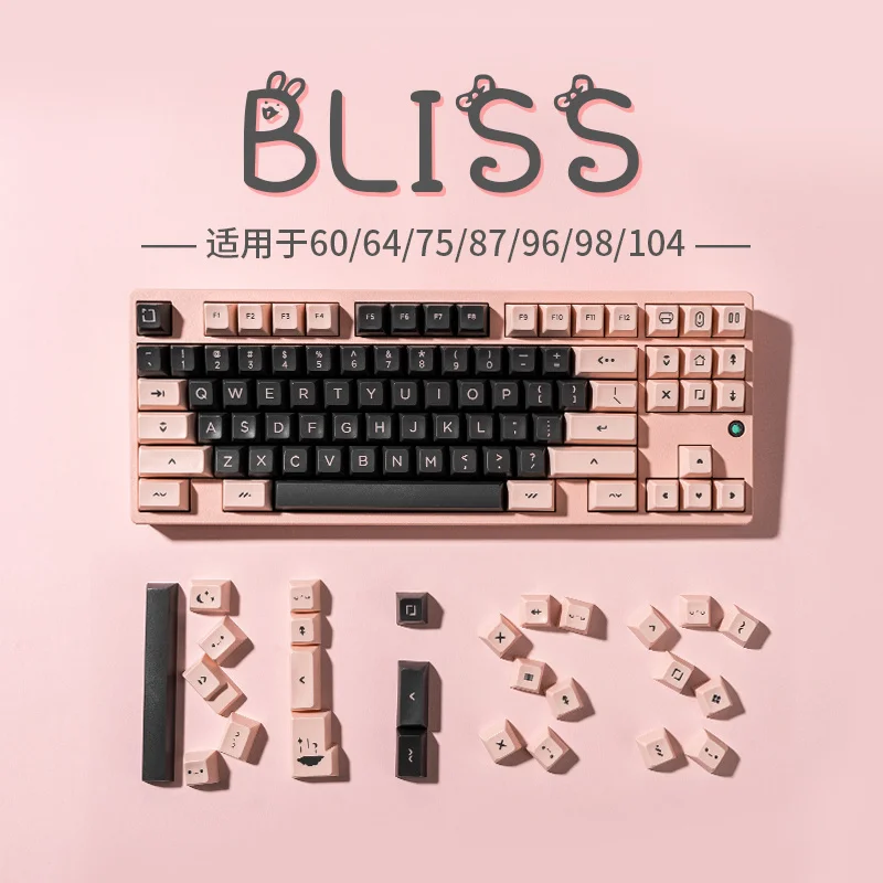 

1 Set MeetKey Bliss Keycaps ABS SA Profile Keycap SP Clone Black Pink Key Caps For MX Switch Mechanical Keyboard