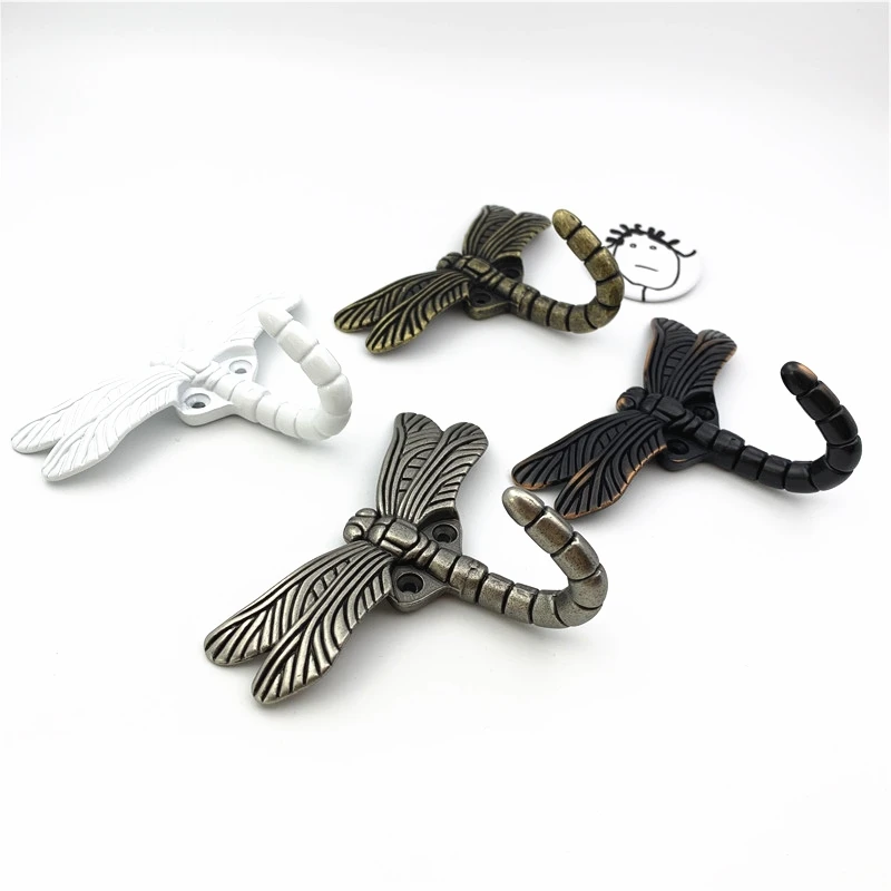 LCH Artistic Creative Dragonfly Shaped Clothes Hook Keys Holder Zinc Alloy Cabinet Pull Matt Silver Ancient Brass Finish