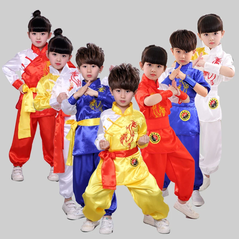 

Children Chinese Traditional Wushu Clothing for Kids Martial Arts Uniform Kung Fu Suit Girls Boys Stage Performance Costume Set