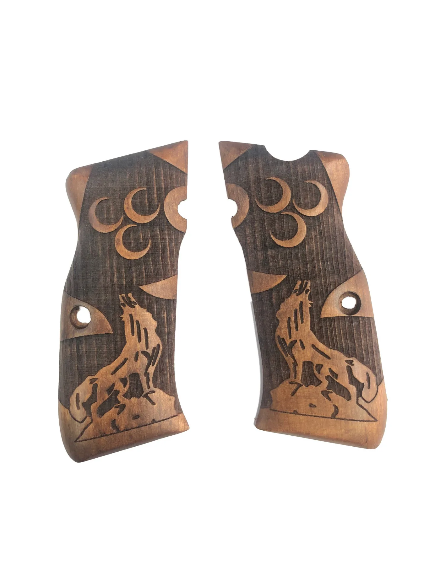 Unshakable Mega, Kýlýnç and K2 Three Crescent Moon and Wolf Embroidered Wooden Grip