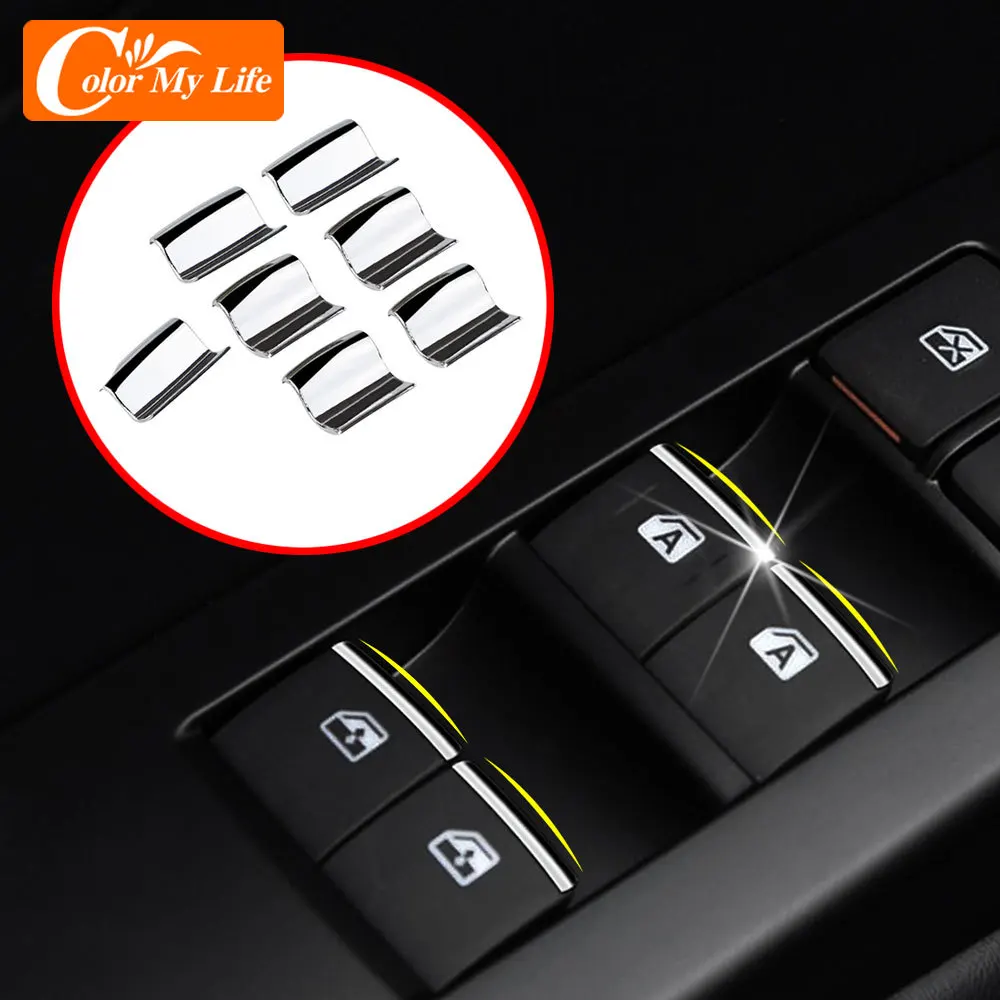 Color My Life ABS Chrome Interior for Lexus CT200H ES300H 7Pcs/Set Windows Lifter Switch Button Decoration Trim Stickers