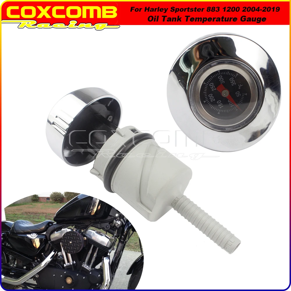 

For Harley Oil Tank Temperature Dipstick Plug Fuel Cap Plug Temp Gauge Sportster XL1200 XL883 Iron Custom XL 1200 883 2004-2019