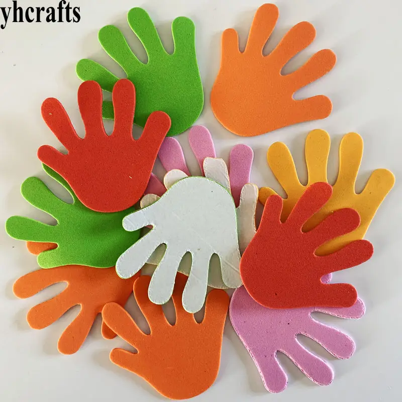 1bag/LOT.Hand shape foam stickers Kindergarten handmade ornament,Early educational crafts Scrapbooking kit Classic toy Wholesale