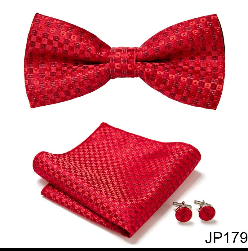 Great Quality Silver Office Butterfly Hanky Cufflink Set Bowtie For Men Geometric Hombre Formal Clothing