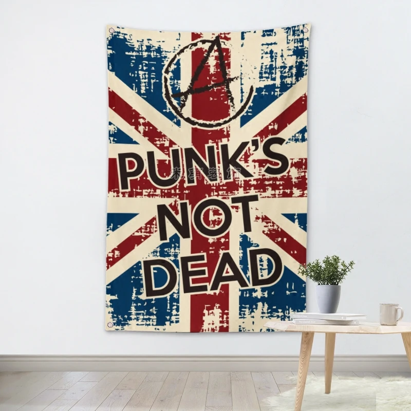 

Punk's not Dead Rock Band Poster Hanging Painting Wall Sticker 56X36 Inches Cloth Banner Music Banquet Home Decor