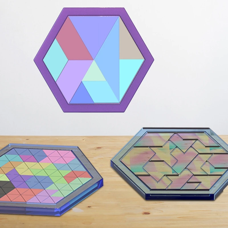 Puzle Hexagonal educativo 3D, molde de silicona Tangram, juego para niños, juguetes para niños, molde de resina Epoxy, bricolaje, producción de