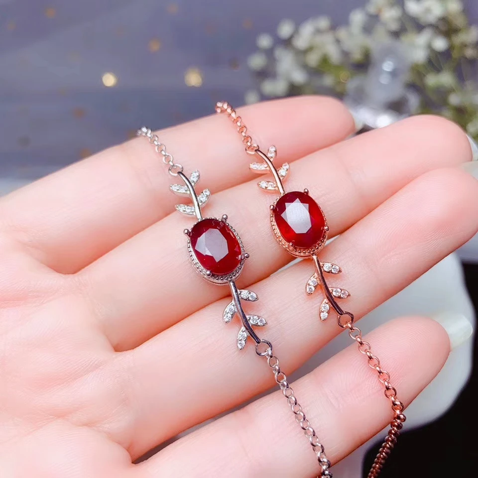 

charming red red ruby gemstone bracelet women silver bracelet natural gem 925 sterling silver birthday party christmas gift