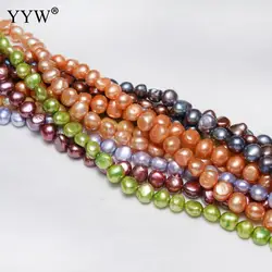 Clearance High Qualiy Green Tellow Orange Pearls Baroque Freshwater Pearl Beads 7-8mm  For Jewelry Making DIY Necklace Bracelet