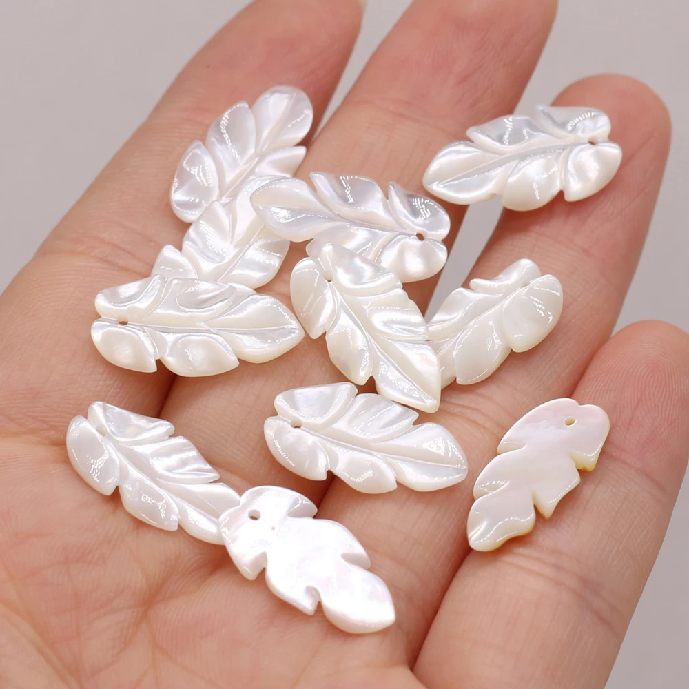 Natural Abalone Shell Beads Pendant Leaf-shaped Mother of Pearl Shell Charms for DIY Necklace Earring Jewelry Making Accessories view 3