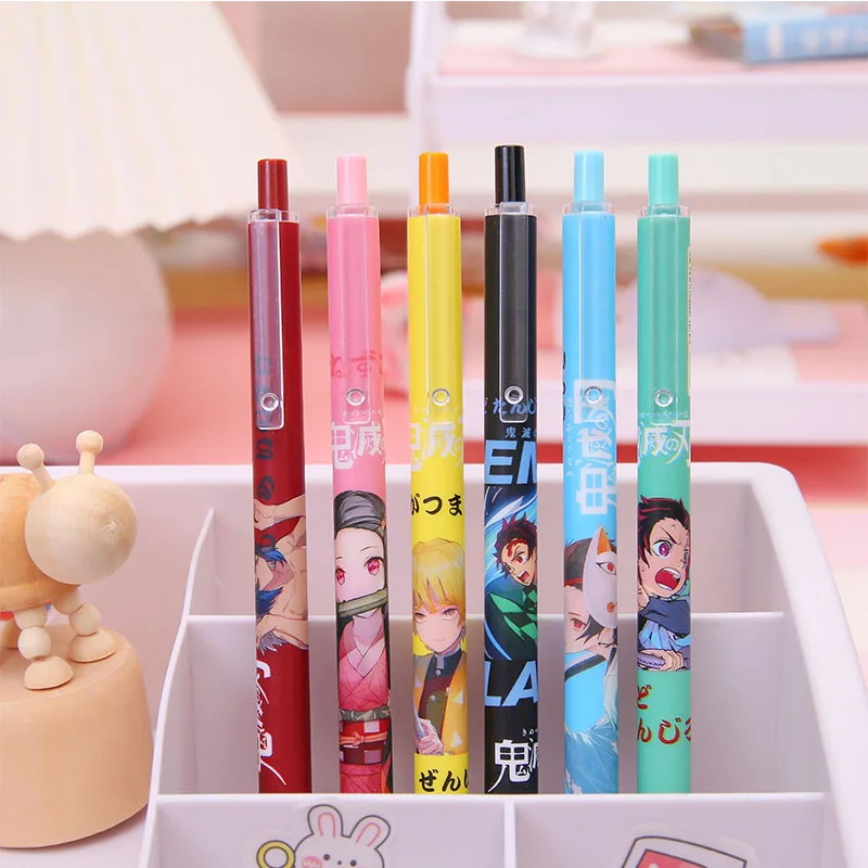 48 pcs/lot Demon Slayer Press Gel Pen Cute 0.5mm Black Ink Signature Pens Promotional Gift Stationery School Supplies