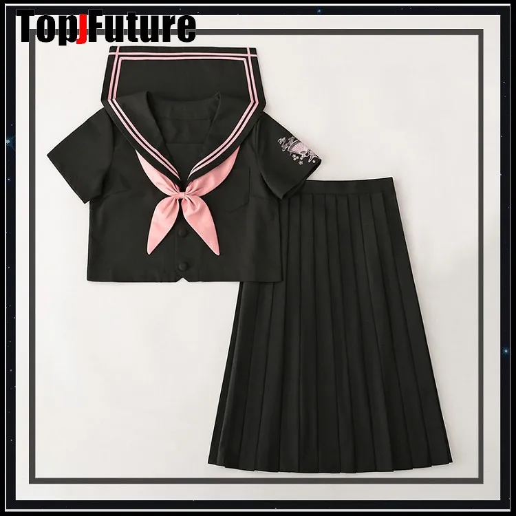 Uniforme escolar japonês cor de rosa para estudantes, uniforme preto ortoédico jk, fantasia de meninas má, uniforme de marinheiro, camisa