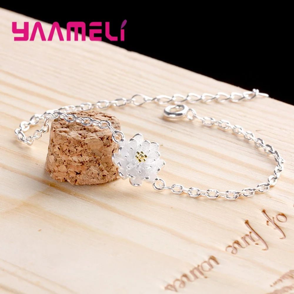 925 Sterling Silver Color Charming Link Bracelets for Woman Birthday Christmas Gifts Lovely Daisy Flower Design Hand Jewelry
