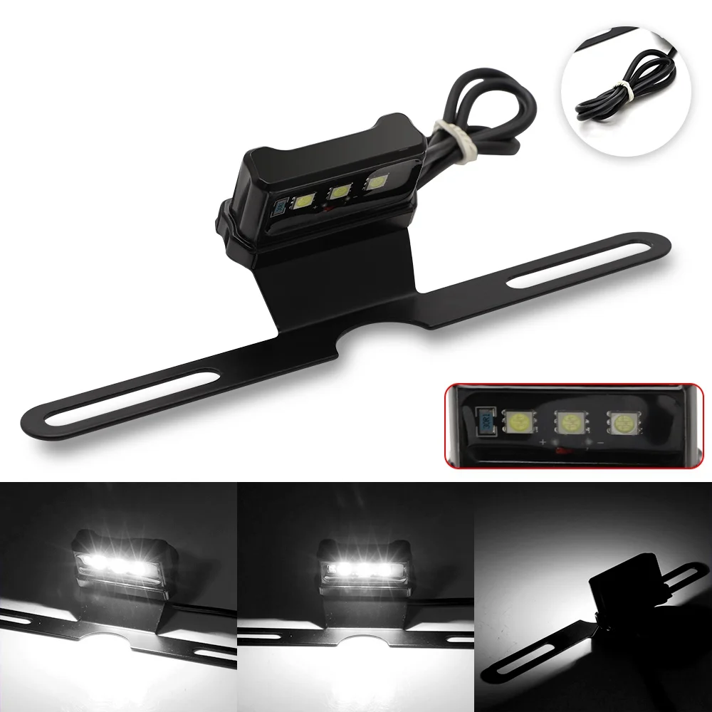 

Universal License Plate LED Light For YAMAHA KAWASAKI SUZUKI HONDA Motorcycle Accessories CNC Licence Number Plate Lamp Bracket