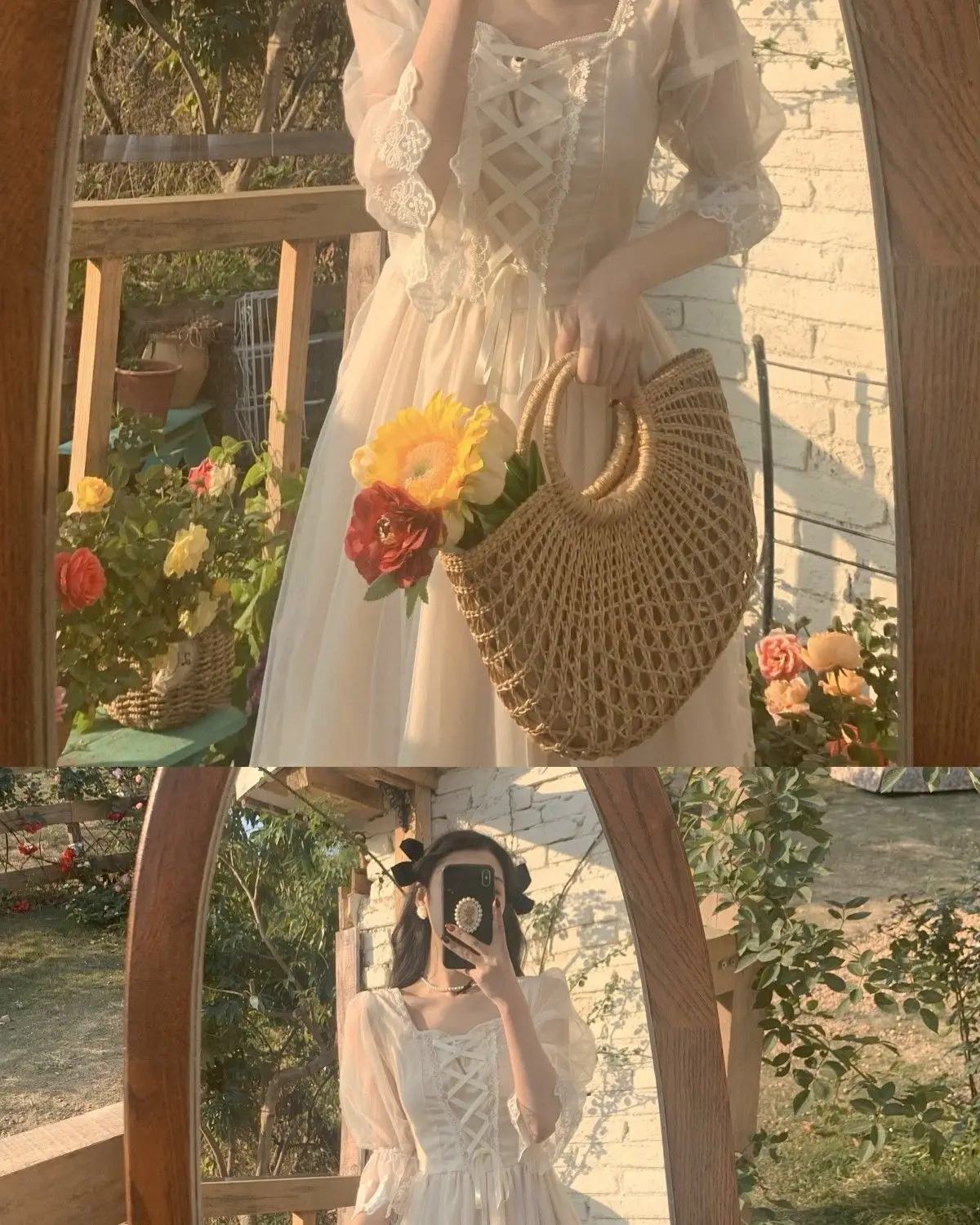 French Vintage Midi Dress Women Lace Elegant Princess Party Fairy