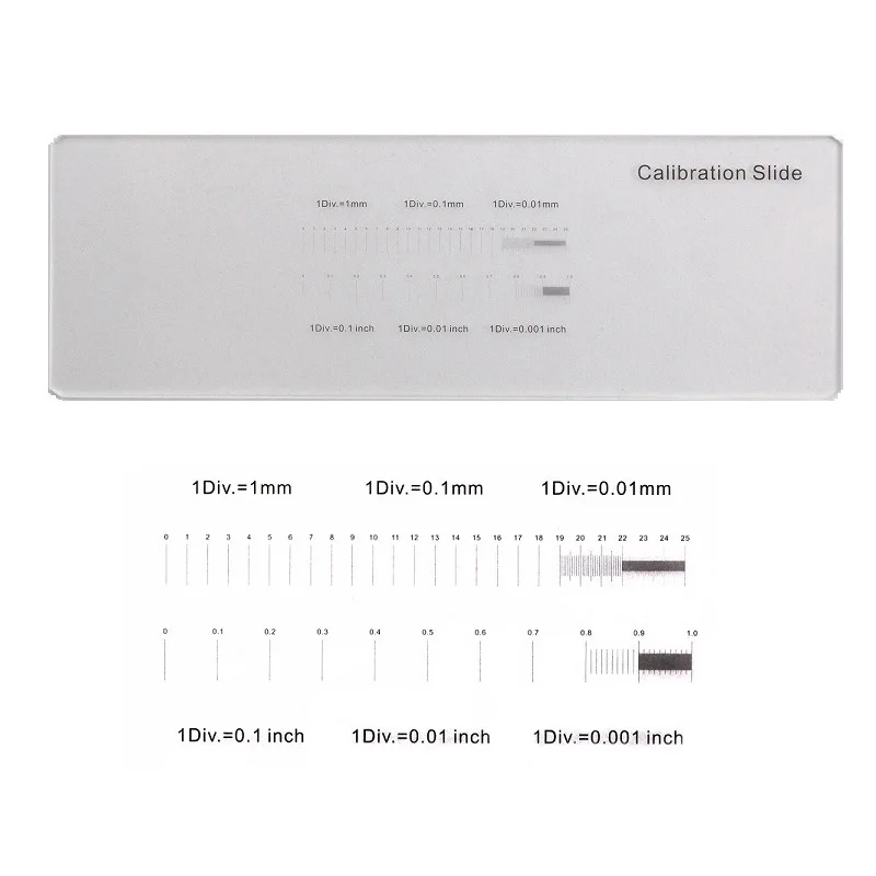 Microscope Calibration Slides Microscope Stage Lens Micrometer Optical Glass Microscope Reticle Ruler 1Div.=1mm 0.1mm 0.01mm