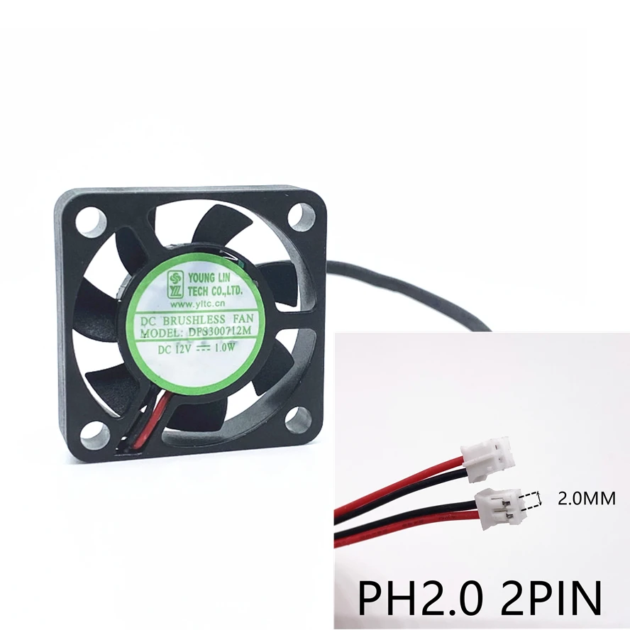 YOUNG LIN DC12V 1W 6800RPM 3007 30MM 3CM 30x30x7mm Cooling Fan DFS300712M 3D Printer Fan Quiet  2PIN