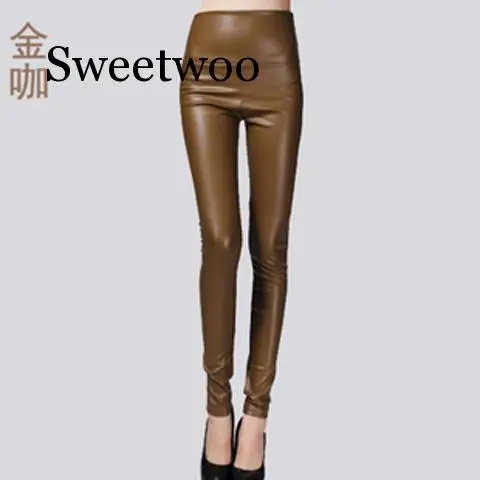 

Autumn Winter Women Thin Velvet PU Leather Pants Female Sexy Elastic Stretch Faux Leather Skinny Pencil Pant Women Tight Trouser