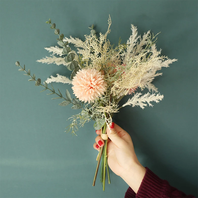 Artificial Flowers for Home Decoration, Silk Dandelion, Eucalyptus, Hybrid Bouquet, False Flower, Wedding, INS, New, High Qualit