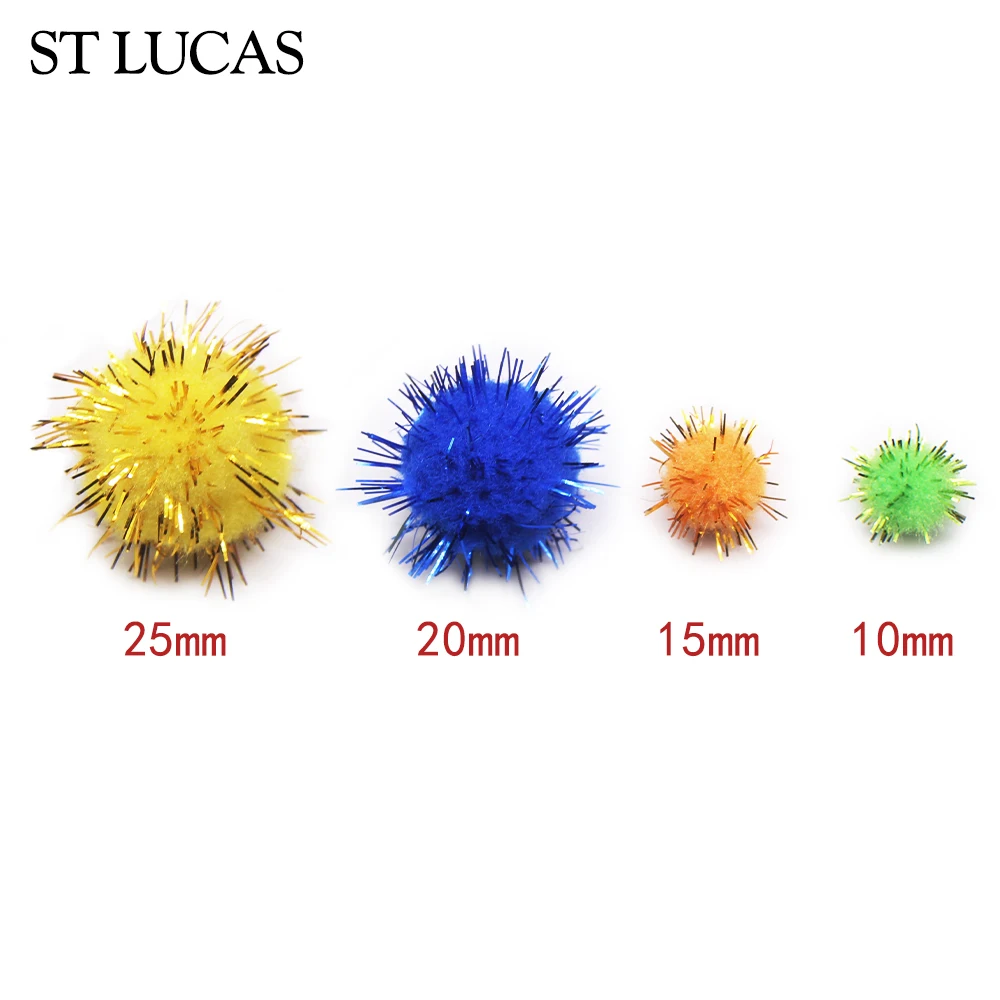 1 Pack 10/15/20/25mm Mixed Color Glitter Pom Pom Ball For Garment Home Christmas Party Carft Decoration DIY Accessory Material