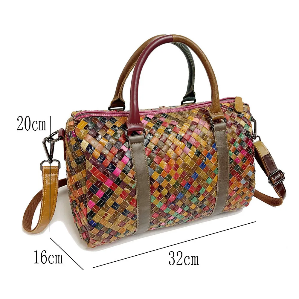 Borsa Boston da donna in pelle di mucca multicolore 2024 borsa a tracolla da viaggio Borsone da viaggio di grande capacitร in vera pelle moda