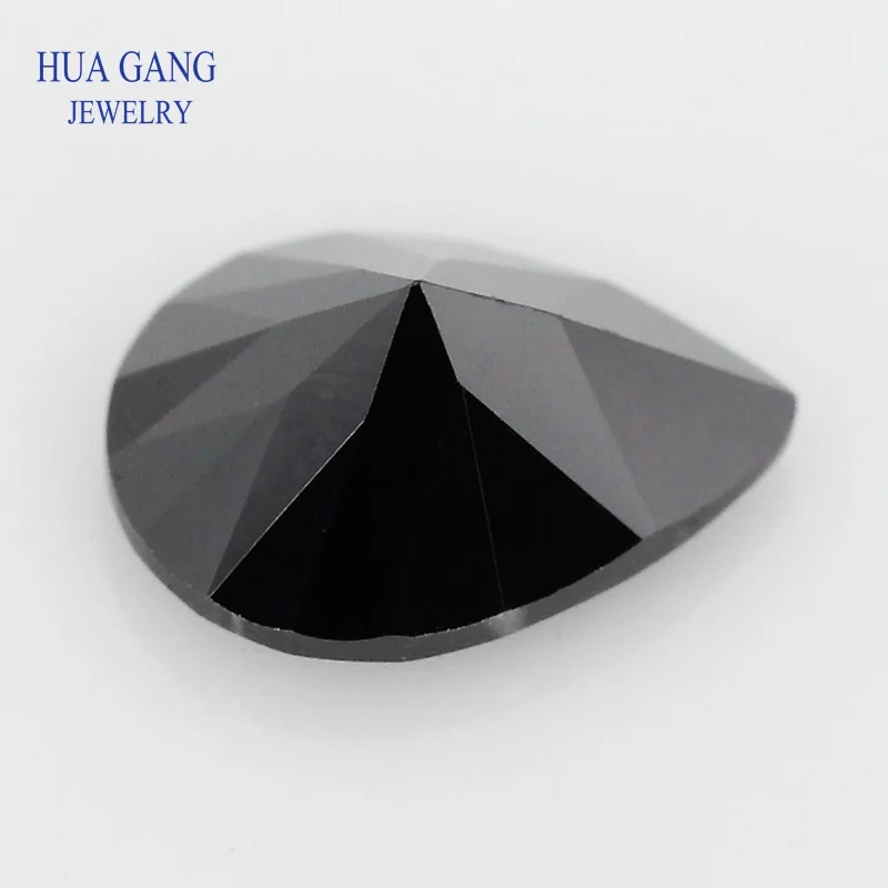 Black Nano Stone Pear Shape Synthetic Gems For DIY Jewelry Making Gems Beads Wholesale 2x3~10x14mm high temperature wax