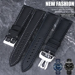 23mm High Quality Canvas Nylon Leather Watch band Special for Blancpain Fifty Fathoms 5000 5015 Strap Butterfly buckle Tools