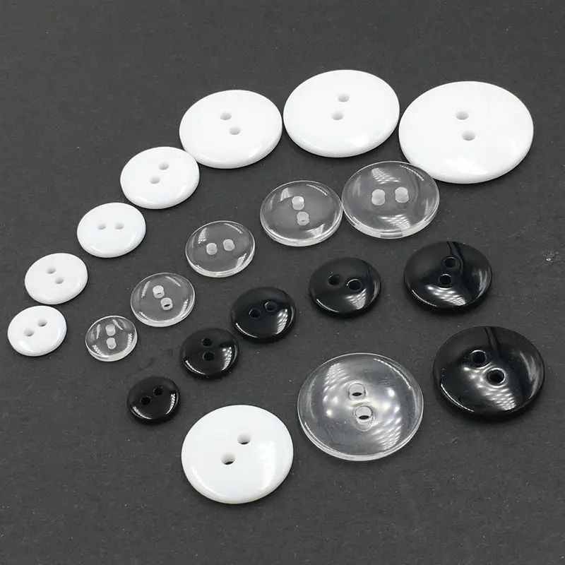 

50/100PCS 9/11/15/18/20/23/25mm White Black Round Plastic Button 2-4 holes Craft Garment Sewing Notions