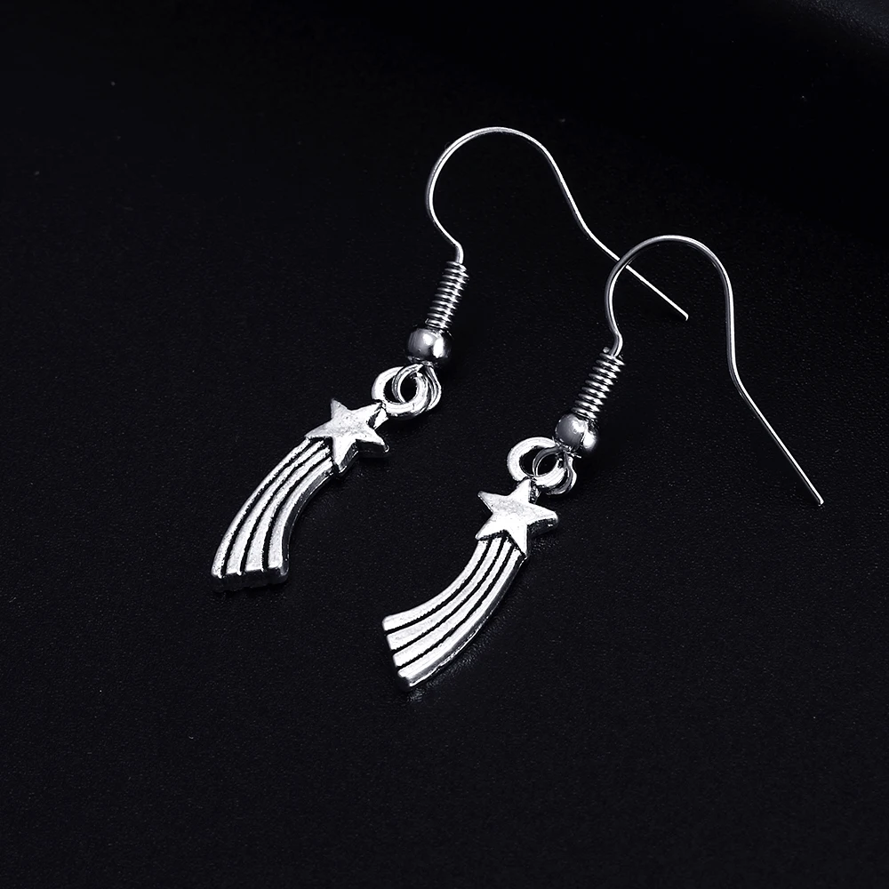 Trendy Vintage Tassels Shape Dangle Antique Silver Plated Earrings for Women Girl Retro Drop Earrings Cute Earring Jewelry