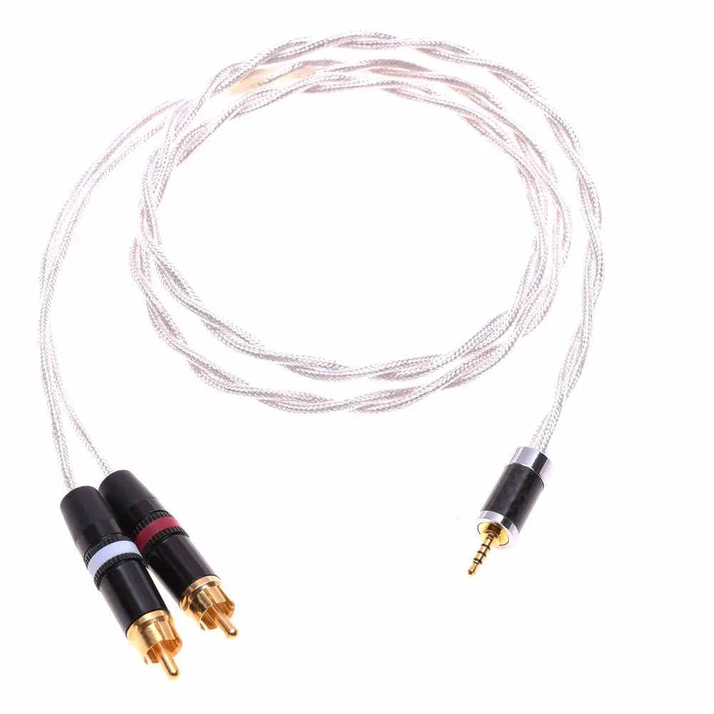 2.5mm TRRS-듀얼 RCA 남성 밸런스 오디오 케이블 실버 도금 실드 케이블 Astell & Kern AK240 AK380 DP-X1FIIO 호환