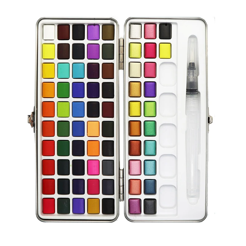 

Art 72 Colored Solid Watercolor Paint Set Portable Metal Box Watercolor Pigment for Beginner Drawing Watercolor Paper Supplies