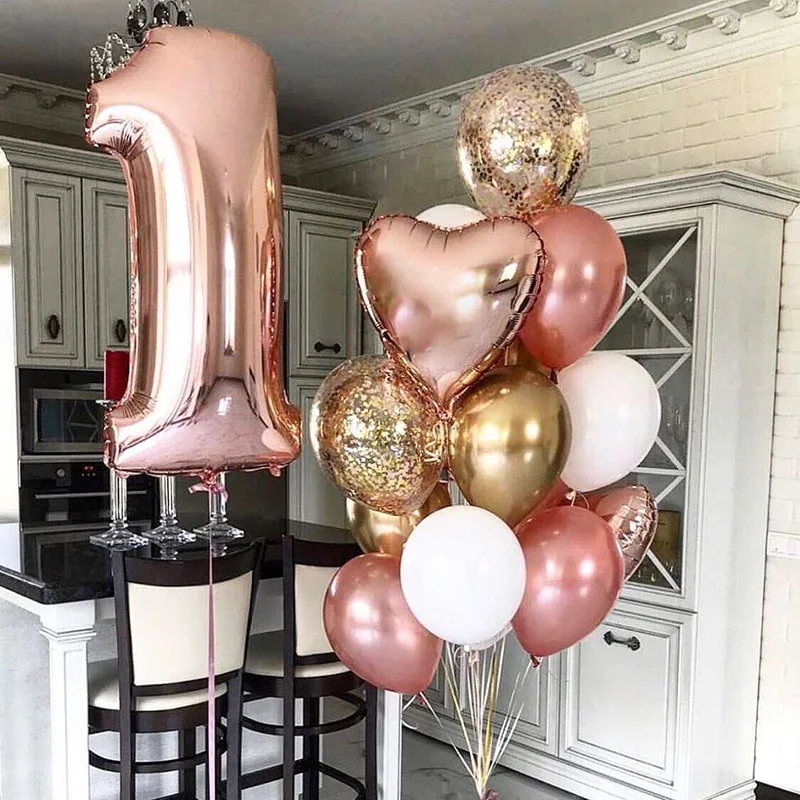 Kids 1st Birthday Decor Balloon Boy Girl Baby Shower Decor Balls Child One Year First Birthday Anniversary Party Decorations