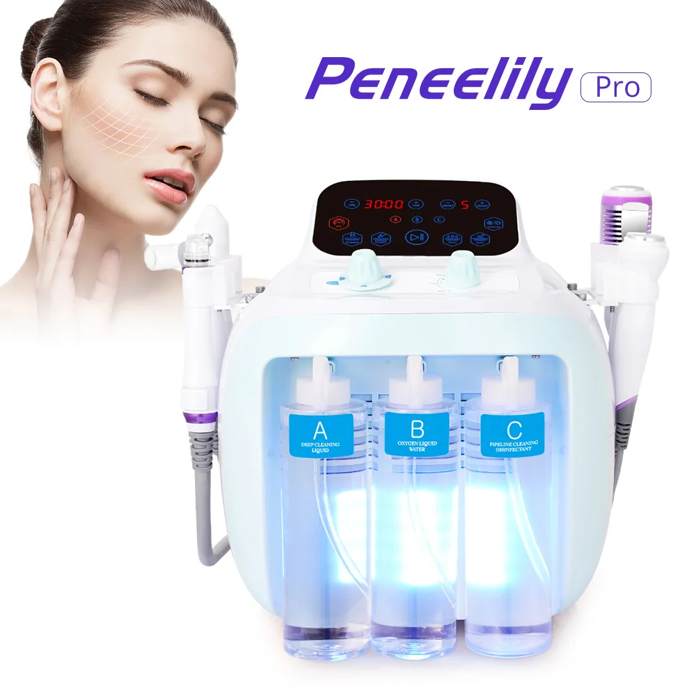 

Ultrasonic Hydro Facial Beauty Machine Blackhead Remover Hot Cold Skin Care Bio Reduce Wrinkles Microcurrent Face Lift Device