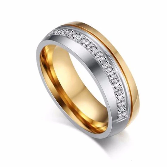 Vnox Gold-farbe Hochzeit Bands Ring für Frauen Männer Schmuck 6mm Edelstahl Verlobungsring Us-größe 5 zu 13