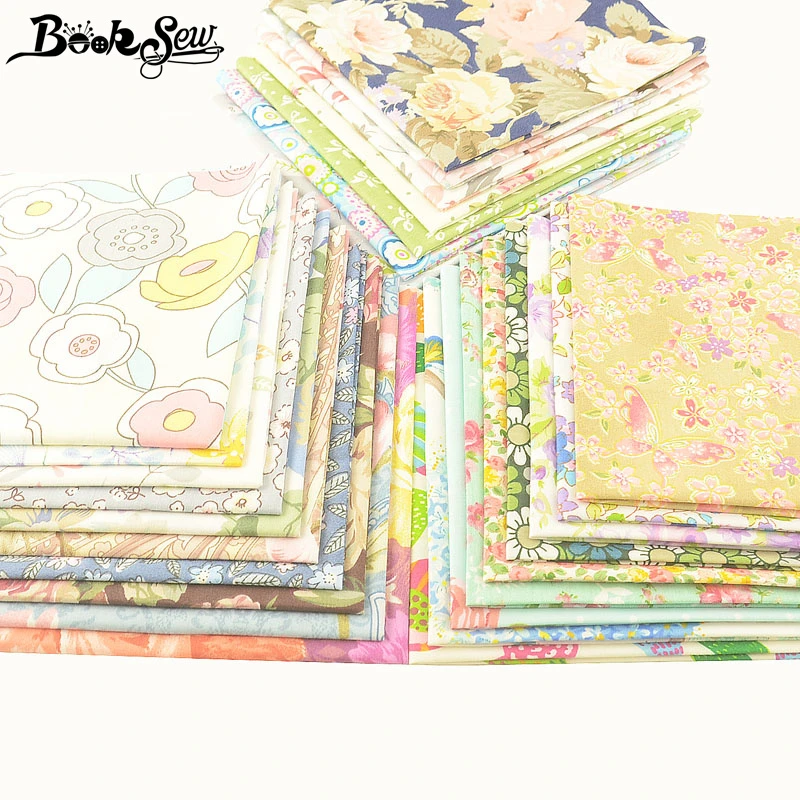 Booksew 32x32cm/Pcs 100% Cotton Fabric Flowers Fat Quarters Cloth,Patchwork Fabric for DIY Sewing, Handicrafts, Scrapbooking