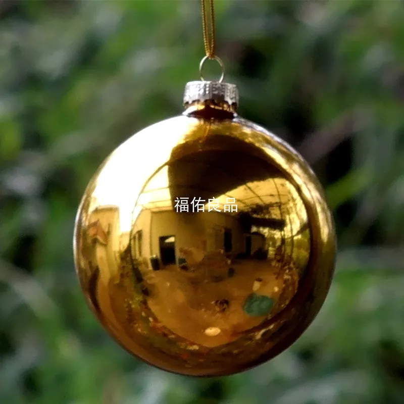 16pcs/pack Diameter=8cm Gold Series Glass Ball School Window Wedding Decoration Christmas Day Tree Hanging Globe Ornament