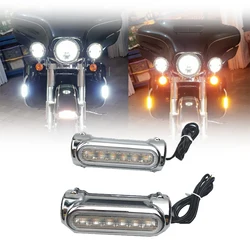 1 Pair Motorcycle Highway Bar Switchback Turn Signal Light White Amber LED For Victory For Road King/Touring Models