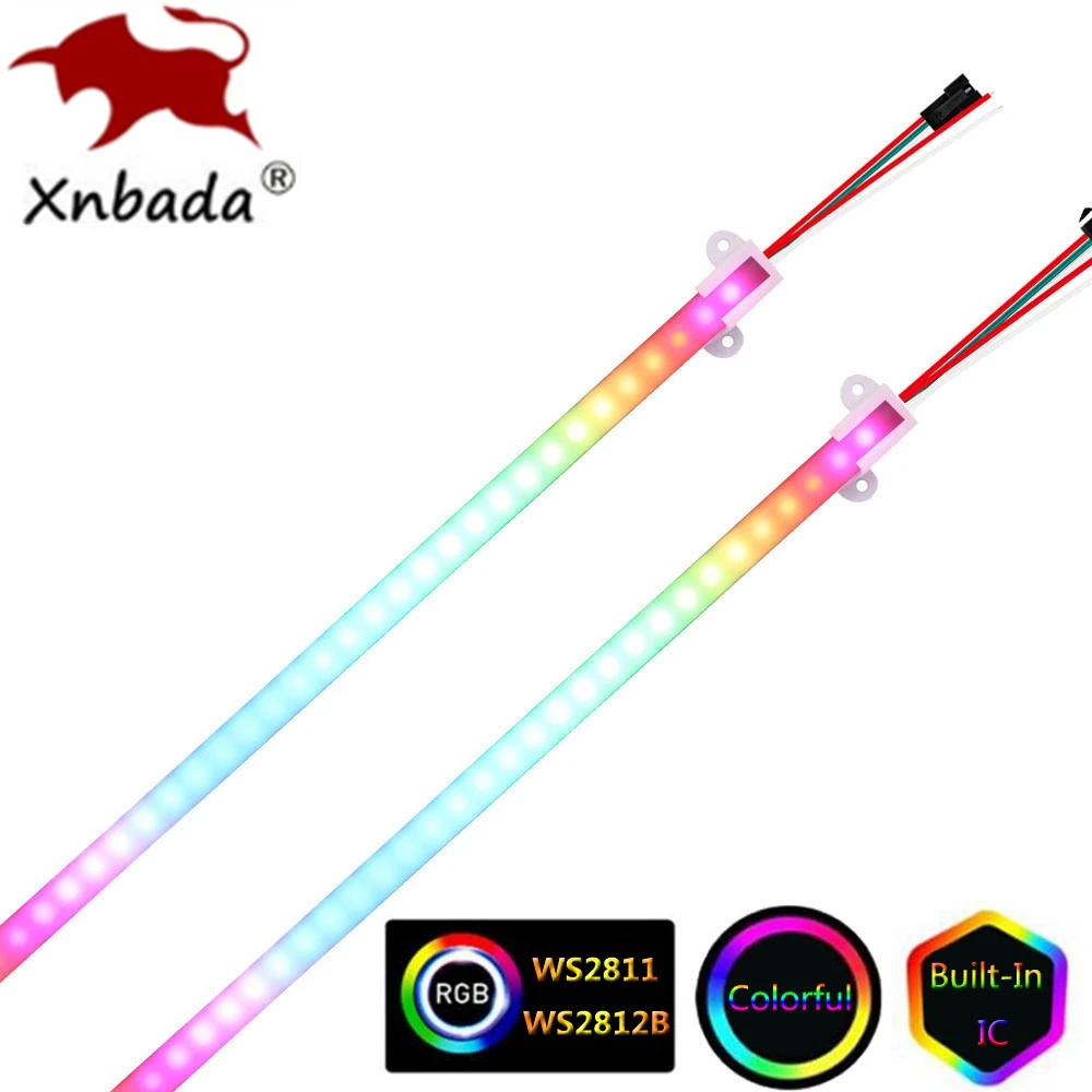 10PCS WS2811 WS2812B Colorful LED Hard Rigid Strip Individually Addressable IC Bar Light Aluminium shell +PC Cover LED Bar Light