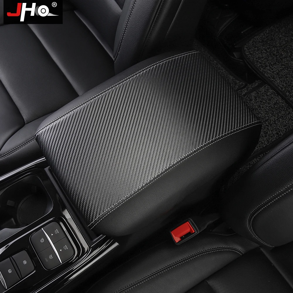 JHO Carbon Grain Arm Rest Protector Armrest Box Cover For Ford Explorer 2020 2021 Limited Platinum XLT ST BASE Car Accessories