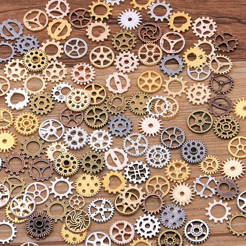 

100PCS New 10 Color 8-12mm MINI Size Mix Alloy Mechanical Steampunk Cogs & Gears Accessories For DIY Bracelet Necklace Jewelry