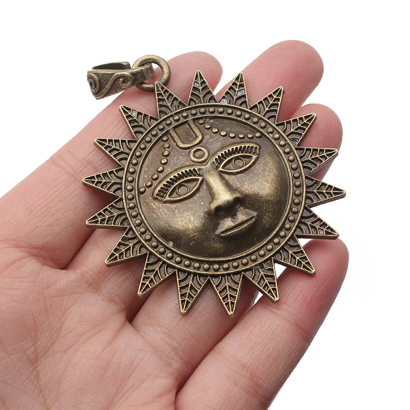 2pcs Antique Bronze Large Sun Moon Charms Pendant For Handmade Necklace Jewery Findings Making