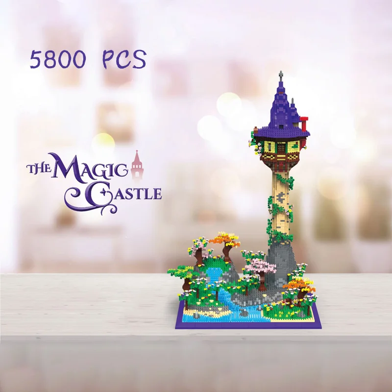 5800PCS Rapunzel Tower Castle Model Creative DIY Building Assembled balloon house Building Blocks Children's Toy Gift view 3