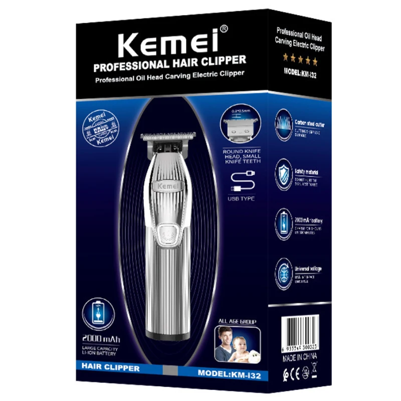 Original Kemei Professional Cordless Rechargeable Hair Trimmer For Men Electric Hair Clipper Hairdressing Beard Grooming Shaver