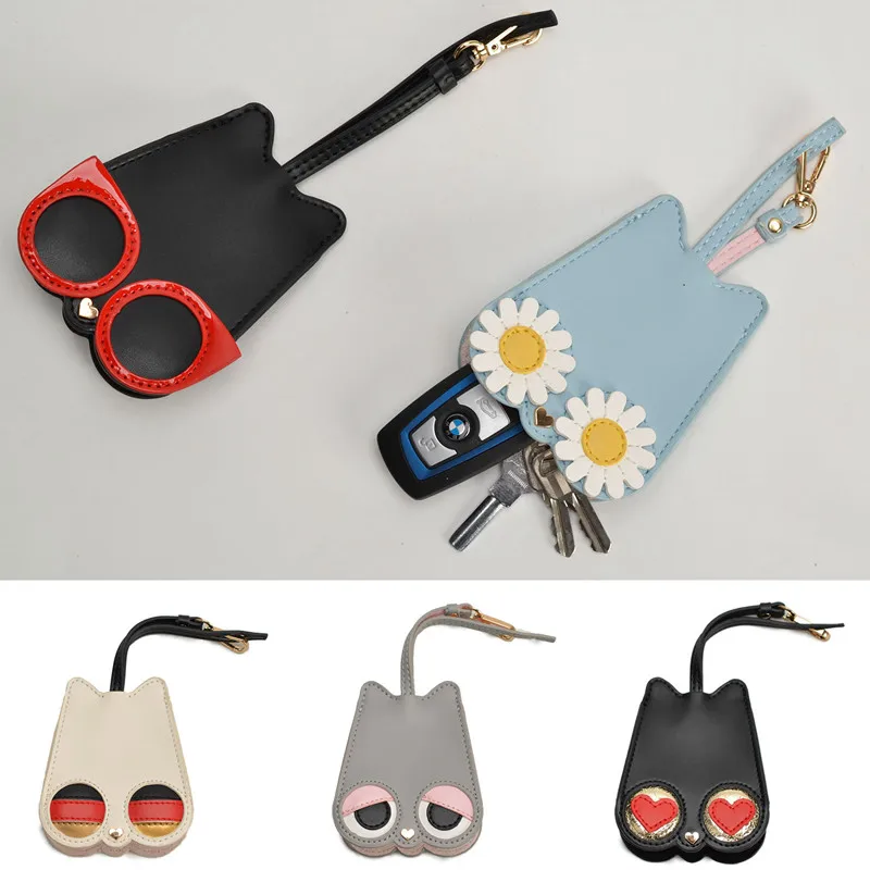 2022 INS Cartoon Car Key Case PU Leathe Key Bag Coin Purse Card Holder Key Housekeeper Keychain Case Multifunctional Key Cover