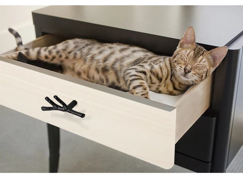YUTOKO Knöpfe Tür Zieht Hardware Mode Baum Zweig Möbel Griff 96mm 128mm Schwarz Silber Bronze Küche Schrank Griffe – Detail 17