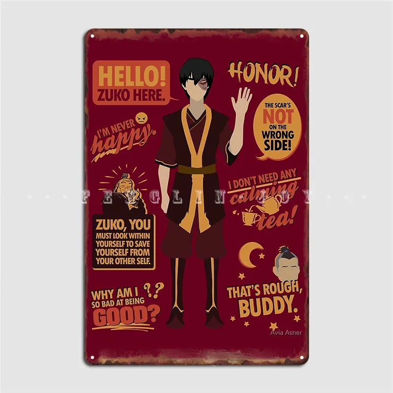 Hello Zuko Here Poster Metal Plaque Club Party Club Bar Designing Wall Decor Tin Sign Posters