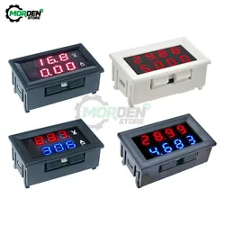 Mini LED Doppio Display Digitale Voltmetro Amperometro 4 Bit 5 Fili DC 100V 200V 10A 50A 0.28 Pollici tester di tensione di Corrente Rosso Blu