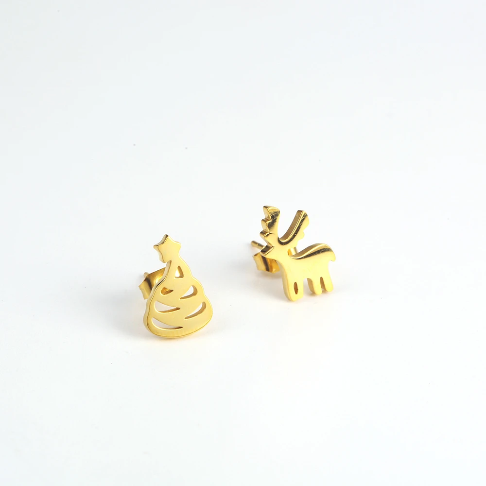 Exquisite Christmas Hat And Reindeer Winter Elk Holiday Cartilage Stud Earrings Little Girl Jewelry Gift For Women